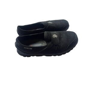 US Polo Assn Black Slip On Shoes Women's Size 8M Canvas Comfort Casual Loafers